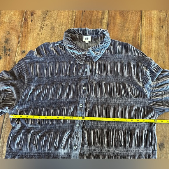 ☀️ ANTHROPOLOGIE BiBi Velvet Wrinkle Effect Tiered Shirring Long Sleeve - Picture 5 of 7